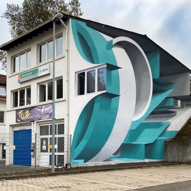 Elképesztő optikai illúzió a házfalakon