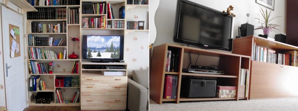 Saját kezűleg készített tévéállványok, -polcok