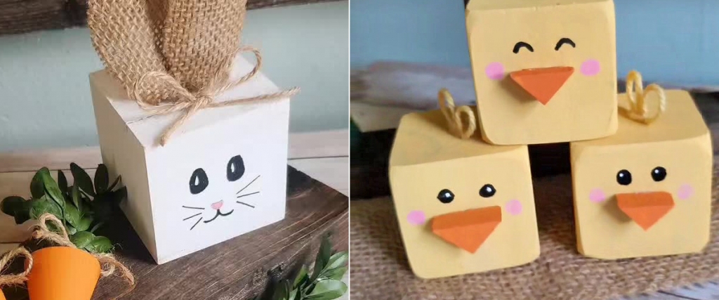 Kedves húsvéti dekoráció fakockákból